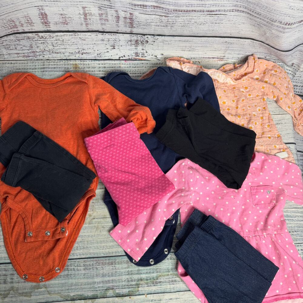 Baby Girl 12M Clothing Lot 4 Outfits 8 Pc Carters The New Family Leggings